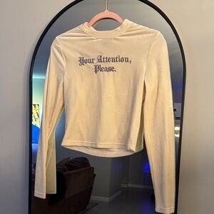 Forever 21 Cream Long Sleeve Velvet Top
